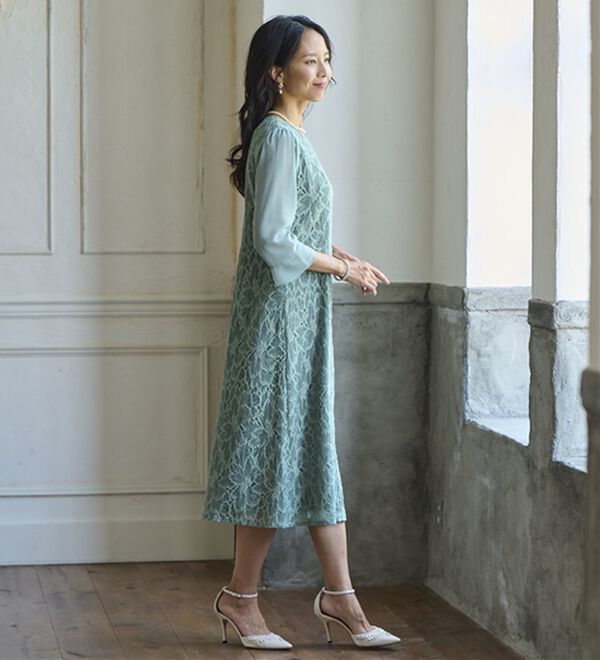 BELLUNA（ベルーナ）の「ロングジャケット花柄レースワンピースアンサンブル（ワンピースセットスーツ）」｜詳細画像