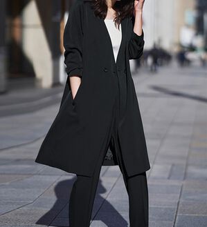 2点セット】防シワ！洗える！ロングジャケセットアップ - ベルーナ