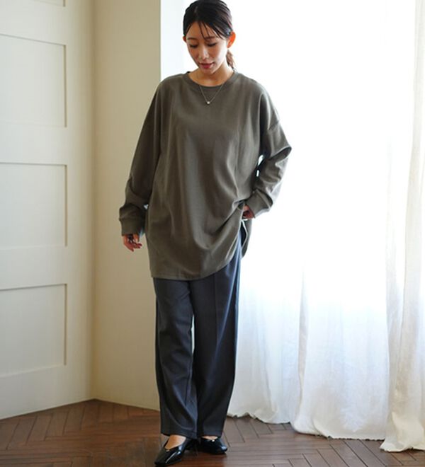 A HAPPY MARILYN（アハッピーマリリン）の「【Ｍ～８Ｌ／選べる袖丈】綿トレーナーライクビッグシルエットＴシャツ（Tシャツ）」｜詳細画像