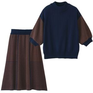 RANAN（ラナン）の「編柄切替ニットセットアップ（ニット・セーター）」｜ネイビー系