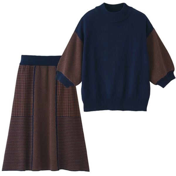 RANAN（ラナン）の「編柄切替ニットセットアップ（ニット・セーター）」｜ネイビー系