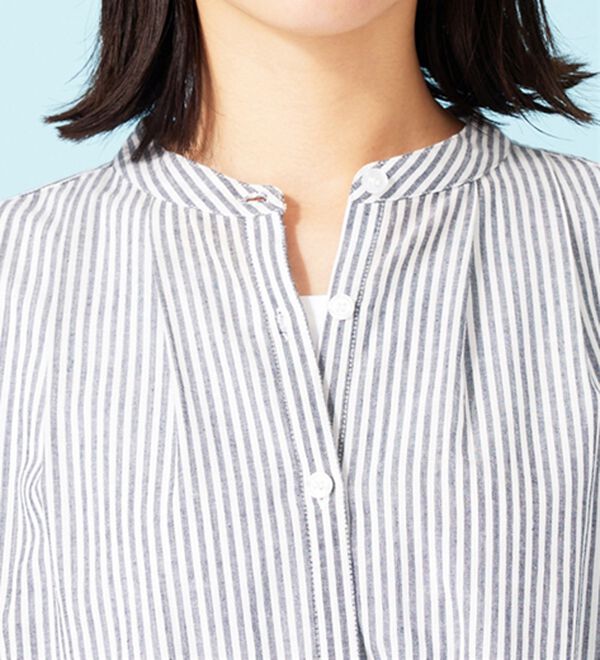 BELLUNA（ベルーナ）の「綿１００％バンドカラーシャツブラウス（ブラウス）」｜詳細画像