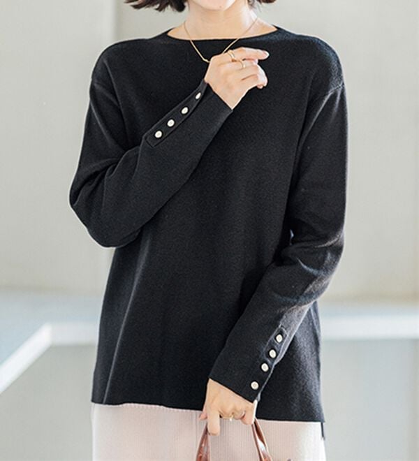 BELLUNA（ベルーナ）の「もちもち袖ボタンニットプルオーバー（ニット・セーター）」｜詳細画像