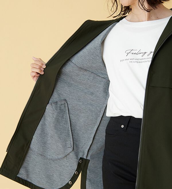 BELLUNA（ベルーナ）の「はっ水加工ボンディング素材ロング丈パーカー（ハーフコート）」｜詳細画像