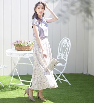 alotta（アロッタ）の「【接触冷感】フリル衿フレンチスリーブトップス（カットソー）」｜ラベンダー