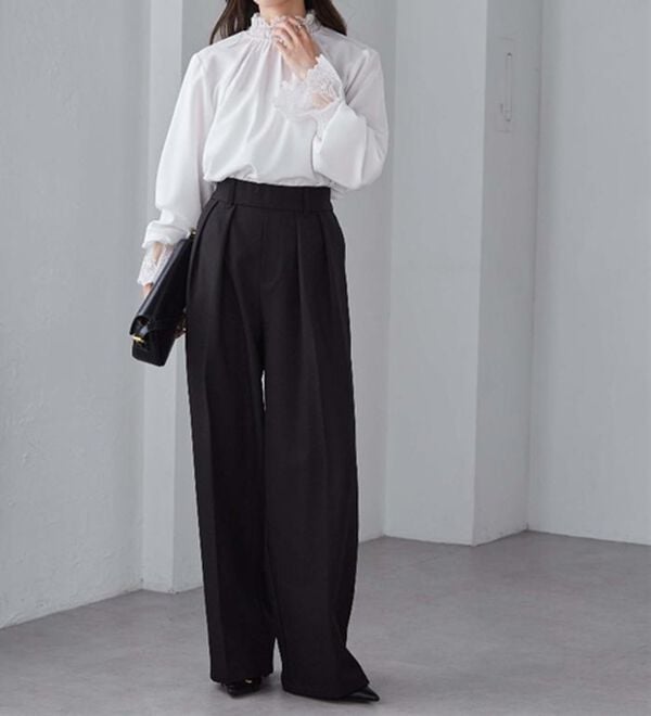 RANAN（ラナン）の「レースフリルプチハイネックブラウス（ブラウス）」｜詳細画像