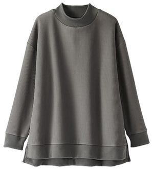 BELLUNA（ベルーナ）の「 【快適Ｌａｂ．】ワッフル素材裏ボアハイネックプルオーバー（カットソー）」｜チャコール