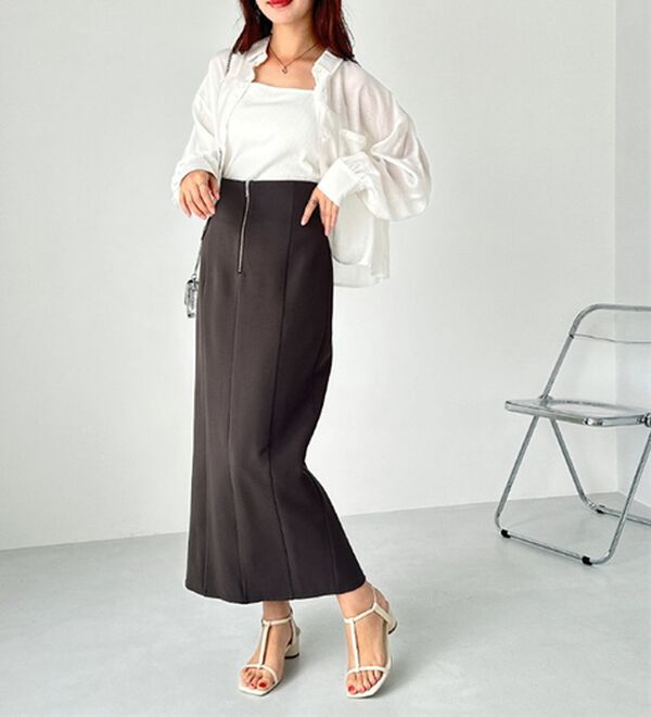 GeeRA（ジーラ）の「ＯＮ／ＯＦＦ使える！フロントファスナースカート（ロングスカート）」｜詳細画像