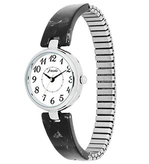 「べっ甲柄じゃばら腕時計（メンズ腕時計）」｜ブラック