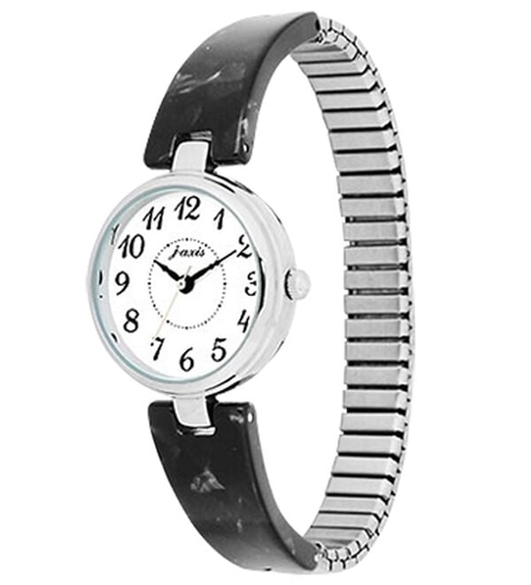 「べっ甲柄じゃばら腕時計（メンズ腕時計）」｜ブラック