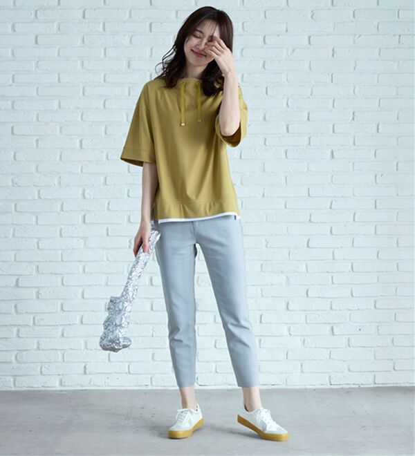 BELLUNA（ベルーナ）の「 【接触冷感】【選べる2丈】サラリ裏メッシュ美脚アンクルパンツ（フルレングスパンツ）」｜詳細画像