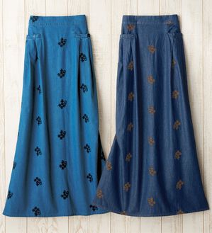 ルフラン（ルフラン）の「【２色組】夏デニム刺しゅうスカート＜パルミン＞（ロングスカート）」｜詳細画像