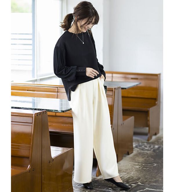 BELLUNA（ベルーナ）の「袖チュールデザインプルオーバー（カットソー）」｜詳細画像