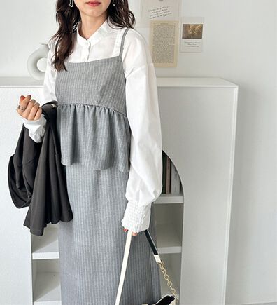 GeeRA（ジーラ）の「楽ちん！ペプラムキャミワンピース（カットソーワンピース）」