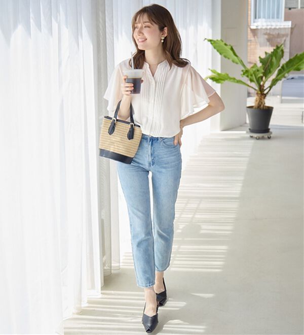alotta（アロッタ）の「【接触冷感】インナー付ピンタックデザインブラウス【イエベ・ブルべ】（ブラウス）」｜詳細画像