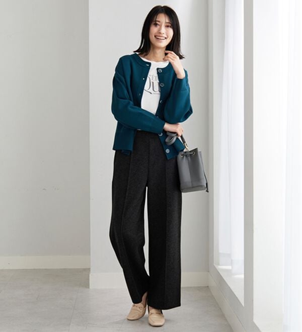 BELLUNA（ベルーナ）の「圧縮ニット素材ワイドパンツ（ワイドパンツ・ガウチョ）」｜詳細画像