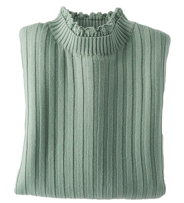 BELLUNA（ベルーナ）の「ウール入りウォッシャブルセーター（ニット・セーター）」｜ミント