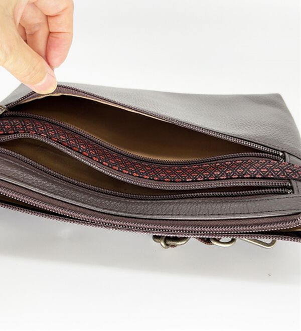 「縁起の良い瓢箪柄印伝と姫路レザーの２ＷＡＹショルダー（メンズショルダーバッグ）」｜詳細画像