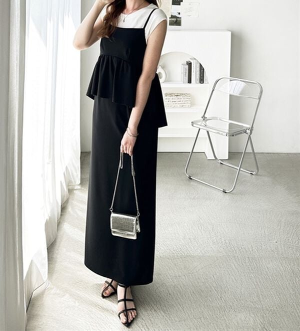 GeeRA（ジーラ）の「楽ちん！ペプラムキャミワンピース（カットソーワンピース）」｜詳細画像