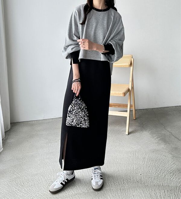 GeeRA（ジーラ）の「配色裏毛スウェットセットアップワンピース（カットソーワンピース）」｜詳細画像