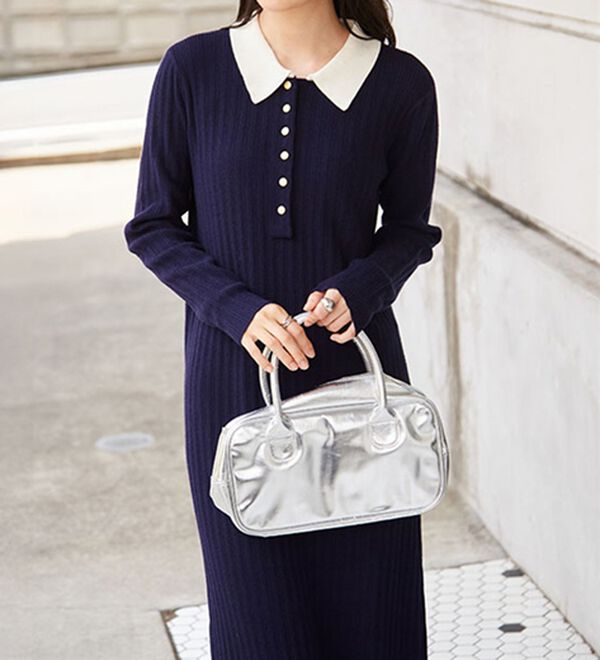 RANAN（ラナン）の「ポロカラーリブニットワンピース（ロングワンピース）」｜詳細画像