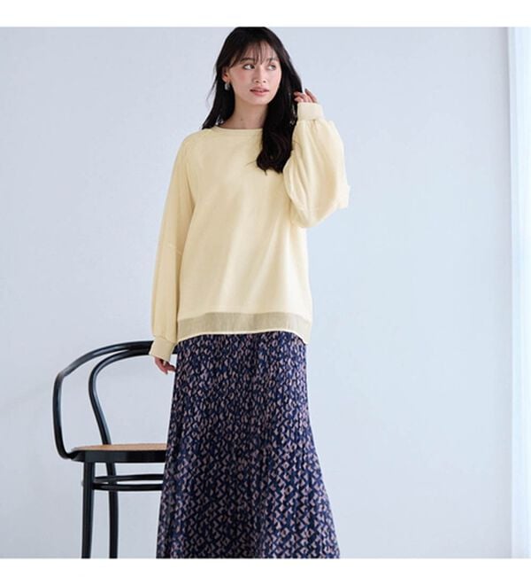 RANAN（ラナン）の「裏起毛シアー素材レイヤードスウェット（カットソー）」｜詳細画像