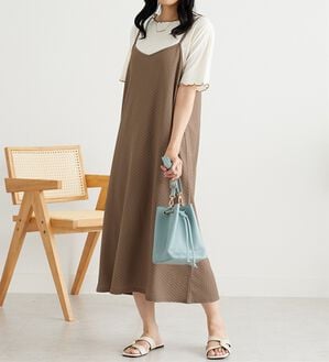 BELLUNA（ベルーナ）の「【2点セット】メローインナー＆キャミワンピースセット（アンサンブル）」｜ベージュ系