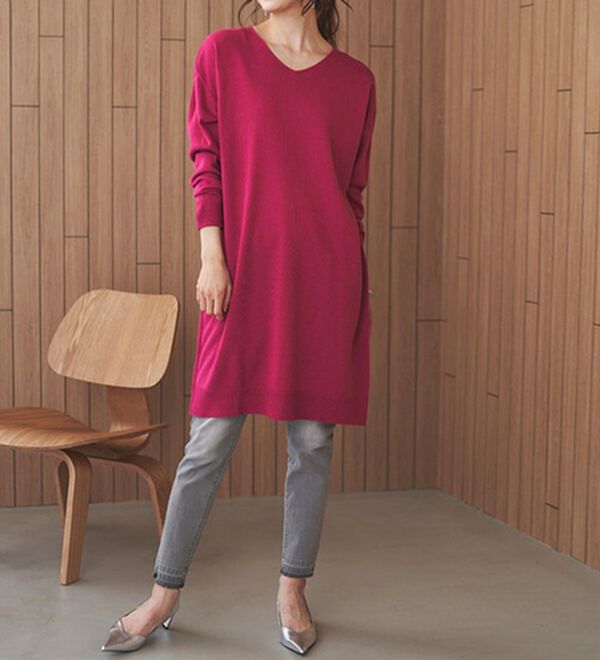 RANAN（ラナン）の「カシミヤタッチニットチュニックワンピース（チュニック）」｜詳細画像