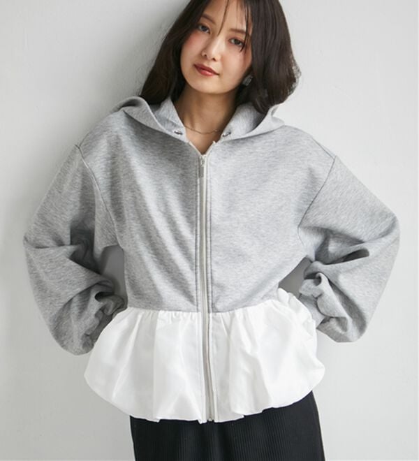RANAN（ラナン）の「バルーンフリルスウェットフードブルゾン（パーカー）」｜詳細画像