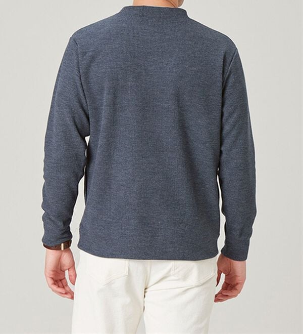 「重ね着手間いらずの上品見え杢調ニットトレーナー（メンズトレーナー）」｜詳細画像