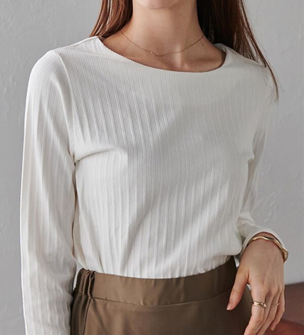 RANAN（ラナン）の「バックパール調釦リブカットソープルオーバー（カットソー）」｜詳細画像