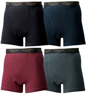 「【４枚組】＜デービッド　ヒックス＞革新設計！パッドのない吸水ボクサーパンツ（メンズボクサーパンツ）」｜無地タイプ4枚組