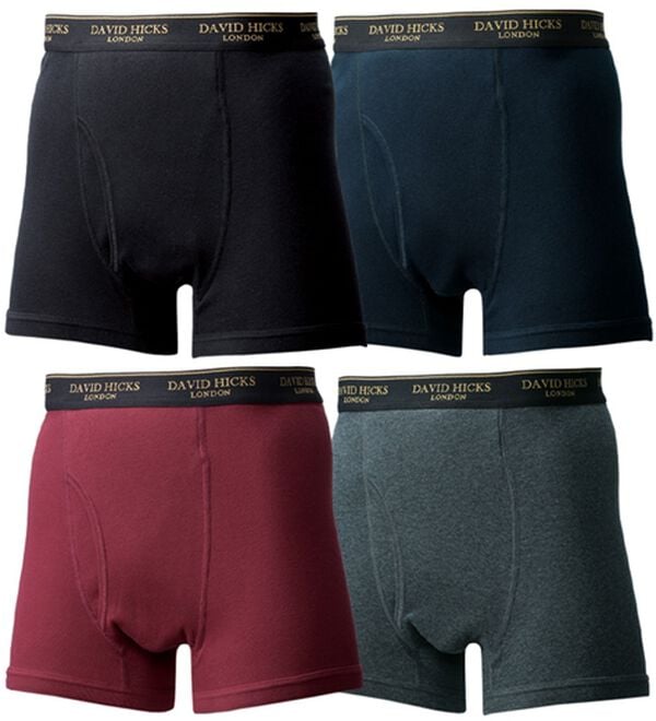 「【４枚組】＜デービッド　ヒックス＞革新設計！パッドのない吸水ボクサーパンツ（メンズボクサーパンツ）」｜無地タイプ4枚組