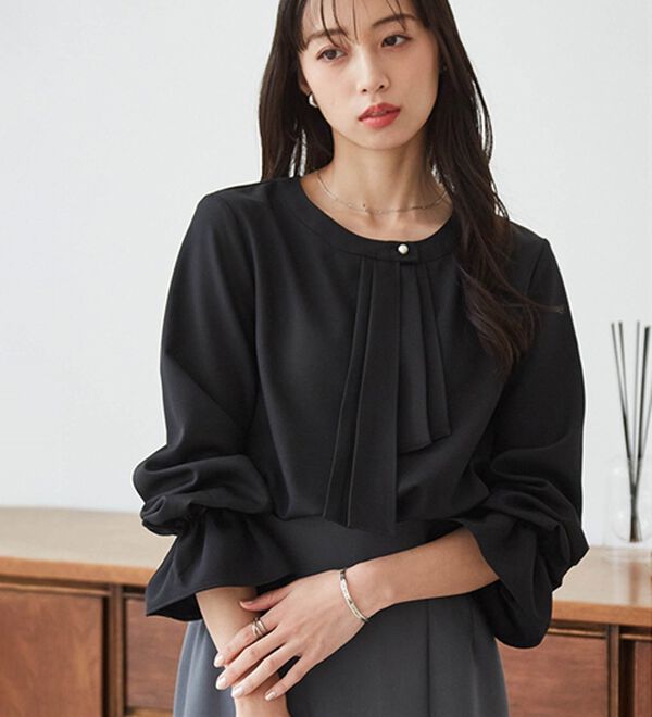 【極美品 XL】 レオナール カンカン ブラウス ボウタイ ブラック パール付きボウタイブラウス - ベルーナ【公式】