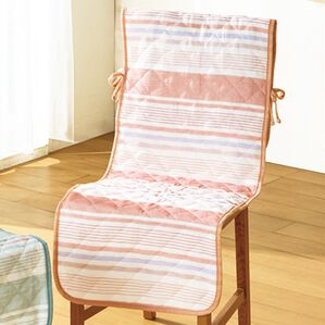 「綿混先染めしじらチェアカバー４枚組（チェアカバー・チェアパッド）」｜ピンク