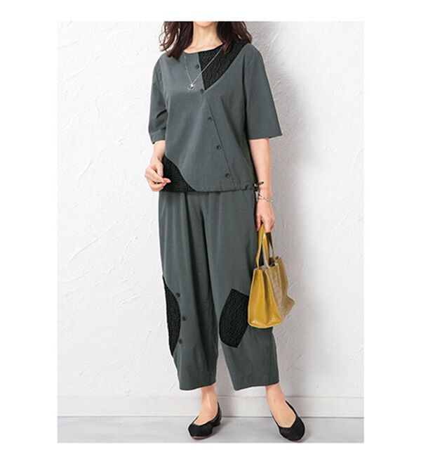 ルフラン（ルフラン）の「涼やか素材デザインセットスーツ＜アデリナ＞（カットソー）」｜詳細画像