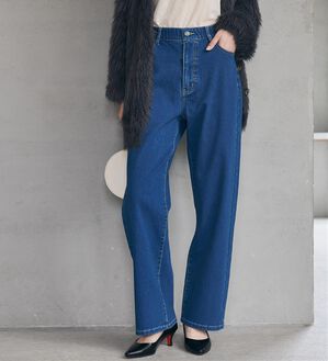 RANAN（ラナン）の「【裏起毛】ウエストゴムなのにスッキリ穿けるデニム（フルレングスパンツ）」｜詳細画像