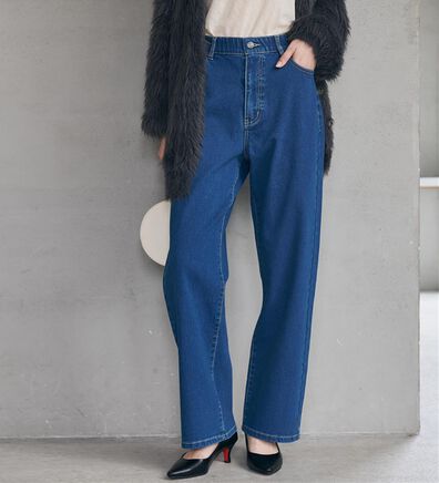 RANAN（ラナン）の「【裏起毛】ウエストゴムなのにスッキリ穿けるデニム（フルレングスパンツ）」