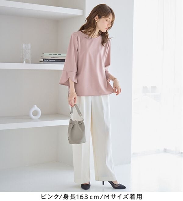alotta（アロッタ）の「【接触冷感】着痩せが叶う！チューリップ袖ブラウスＴシャツ（ブラウス）」｜詳細画像