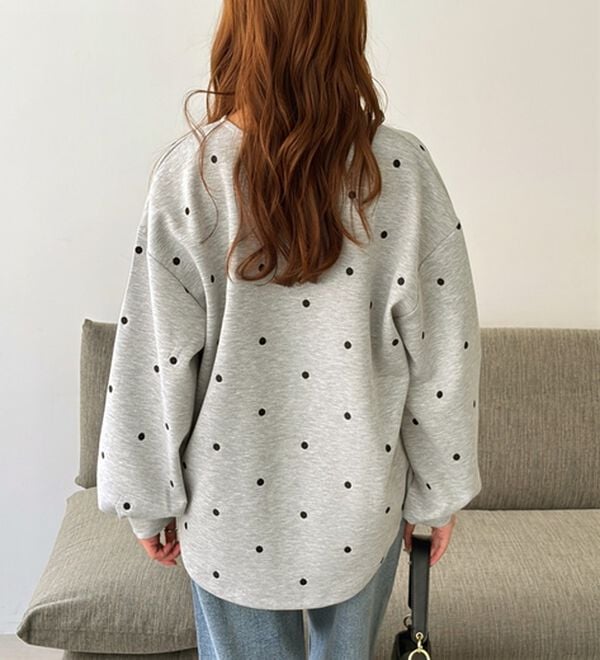 GeeRA（ジーラ）の「ドット刺繍ハーフジップダンボールトップス（カットソー）」｜詳細画像