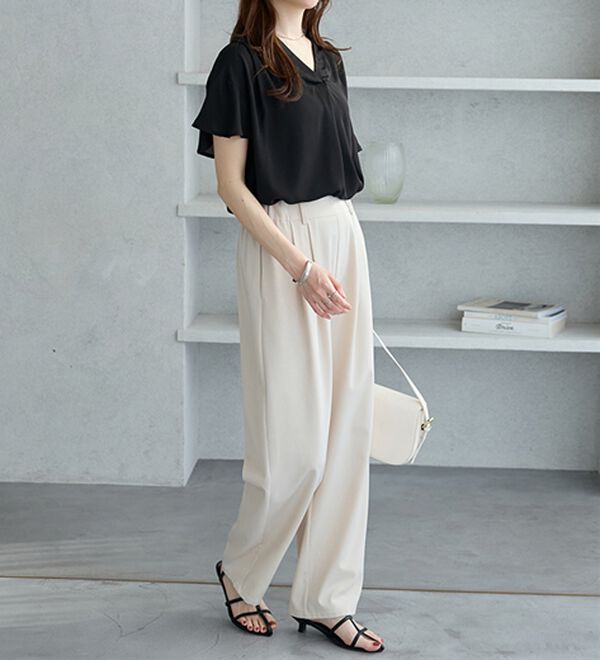 GeeRA（ジーラ）の「サラサラ涼しい！着やせも叶うフレアー袖ブラウス（ブラウス）」｜詳細画像