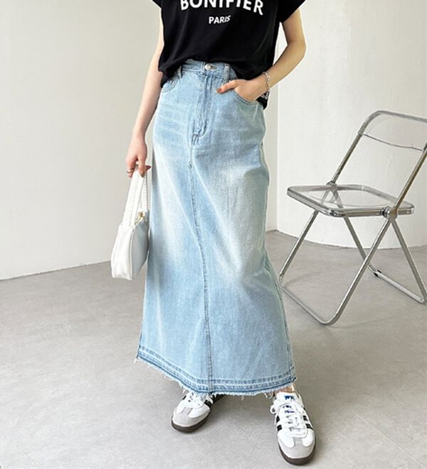 GeeRA（ジーラ）の「バックスリットデニムロングスカート（ロングスカート）」｜詳細画像