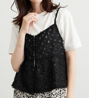 BELLUNA（ベルーナ）の「シフォン素材フェザービスチェ（タンクトップ・キャミソール）」｜詳細画像