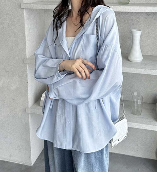 GeeRA（ジーラ）の「フード付きオーバーサイズシャツ（シャツ）」｜詳細画像