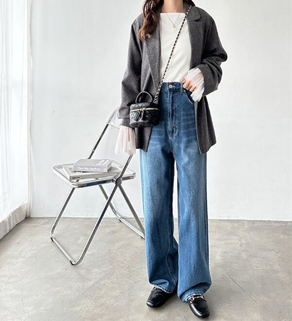 GeeRA（ジーラ）の「ハイウエストストレートデニム（ワイドパンツ・ガウチョ）」｜詳細画像