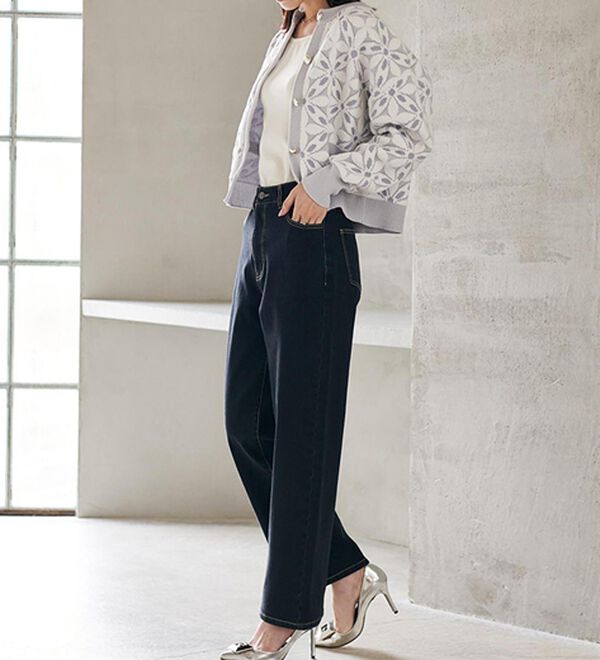 RANAN（ラナン）の「【裏起毛】ウエストゴムなのにスッキリ穿けるデニム（フルレングスパンツ）」｜詳細画像