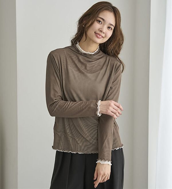 BELLUNA（ベルーナ）の「《重ねて楽しむ！》シアー素材ボトルネックプルオーバー（カットソー）」｜詳細画像