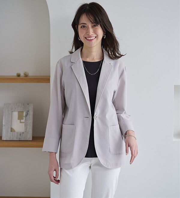 BELLUNA（ベルーナ）の「涼しげサッカー素材ウォッシャブルサマージャケット（その他ジャケット）」｜詳細画像