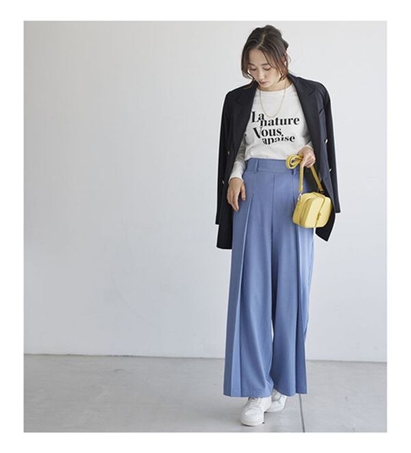 BELLUNA（ベルーナ）の「リネンライクタックワイドパンツ（ワイドパンツ・ガウチョ）」｜詳細画像