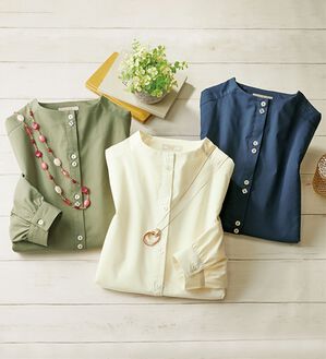 ルフラン（ルフラン）の「【３色組】アイロンいらずのゆったりシャツ（シャツ）」｜3色組